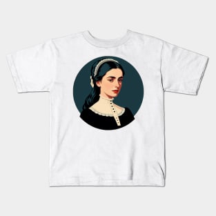 Young Victorian Woman in Black and White Kids T-Shirt